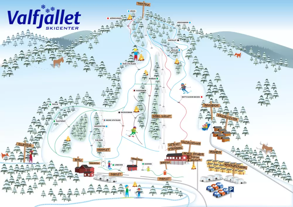 Pistkarta Valfjället Skicenter