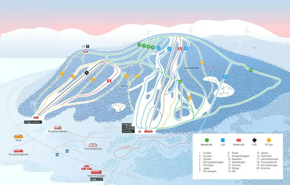 Pistkarta Klimpfjällsbackarna