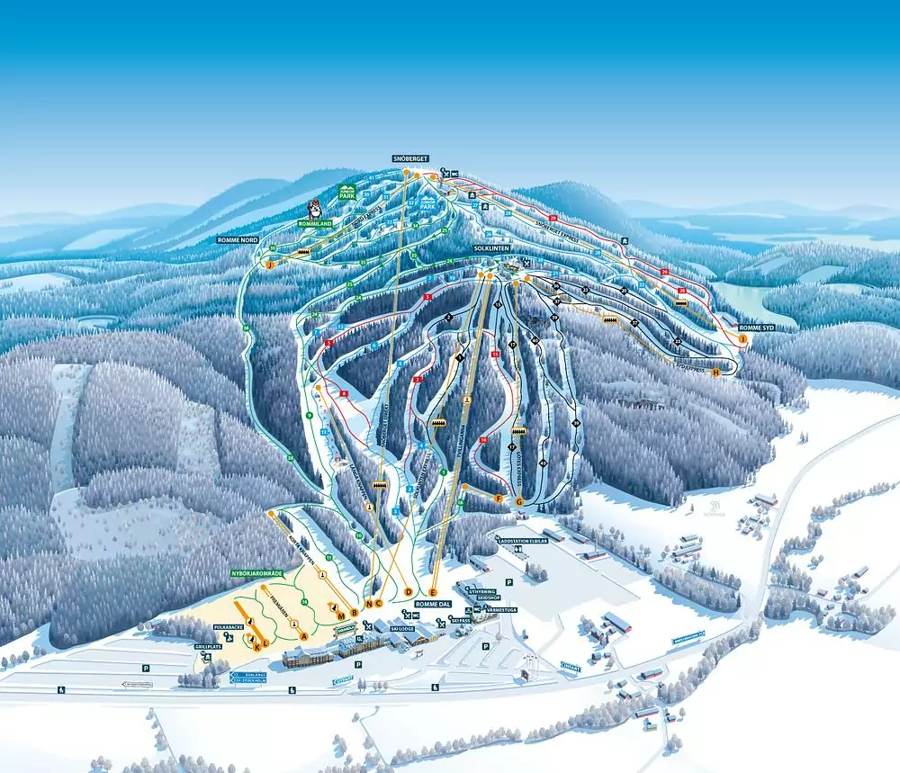 Pistkarta Romme Alpin